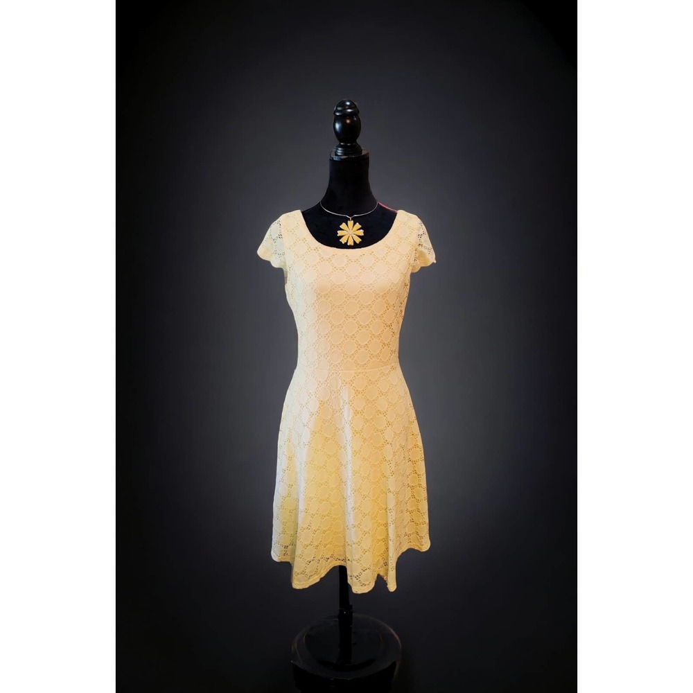 Ronni Nicole Yellow Lace Dress size 6 with free Necklace